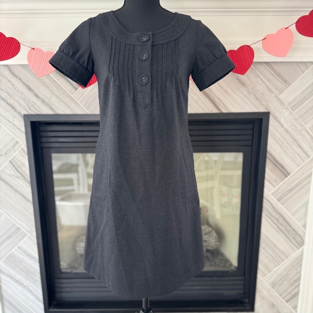 GAP Wool Blend Dress Pleated Front Career Casual Little Black Dress Size 0‎